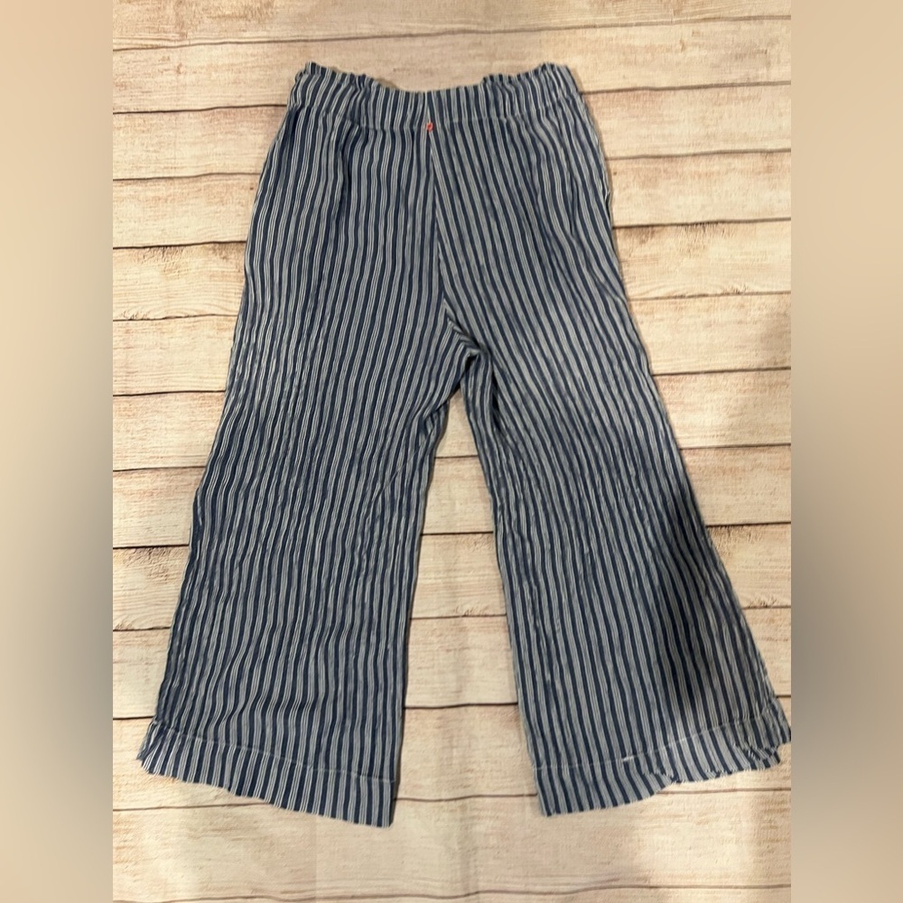 RED CARTER Paris Stripe Side Slit Wide Leg Beach Pants  Blue/white Medium